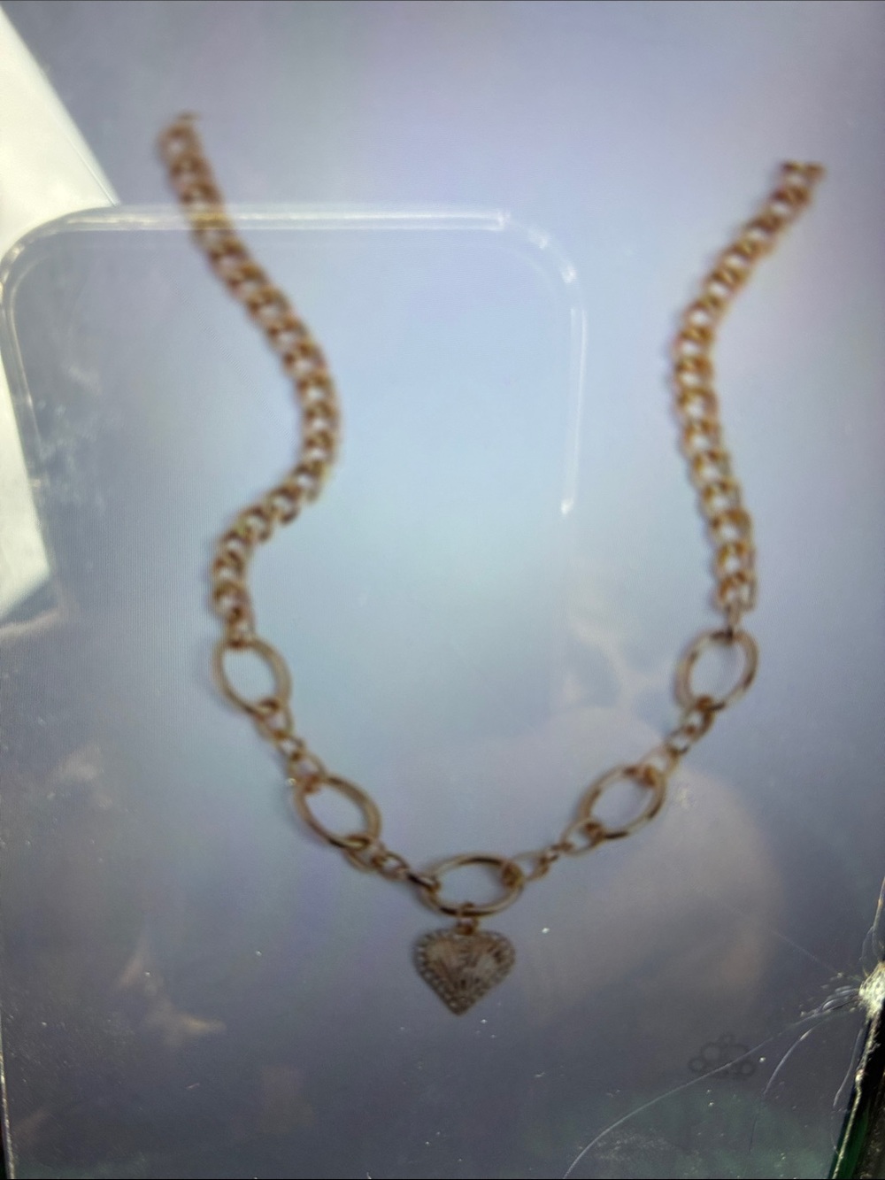 Gold Heart Charm Link Necklace - Women Jewelry